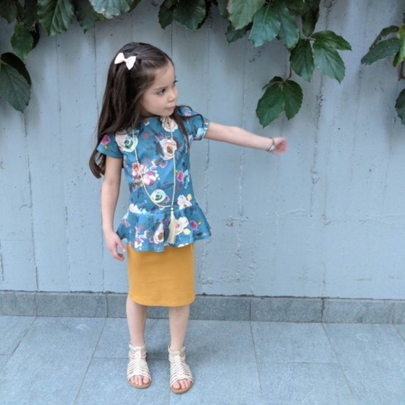 New Organic Peplum Floral Toddler Top Canadian Small Shop Handmade - Picture 3 of 5